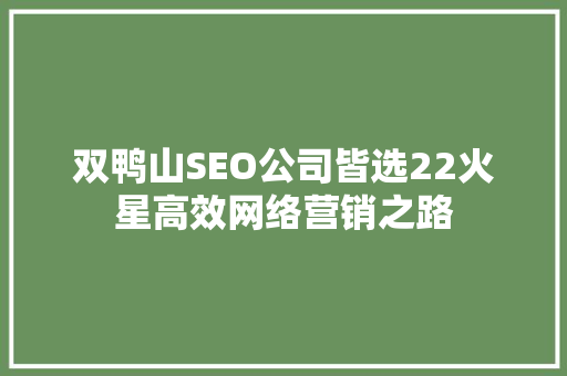 双鸭山SEO公司皆选22火星高效网络营销之路  第1张