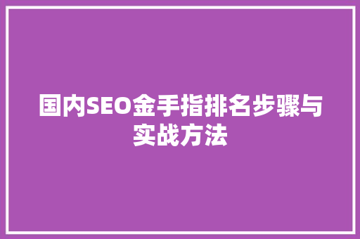国内SEO金手指排名步骤与实战方法
