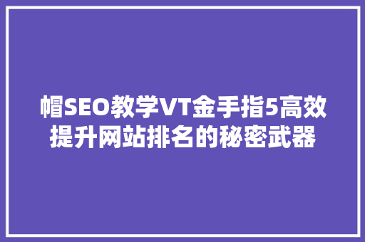 帽SEO教学VT金手指5高效提升网站排名的秘密武器