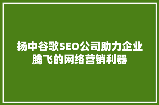扬中谷歌SEO公司助力企业腾飞的网络营销利器  第1张