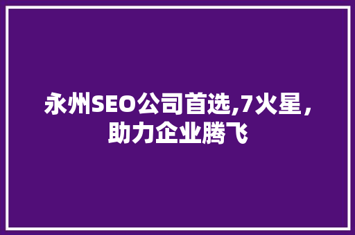 永州SEO公司首选,7火星，助力企业腾飞