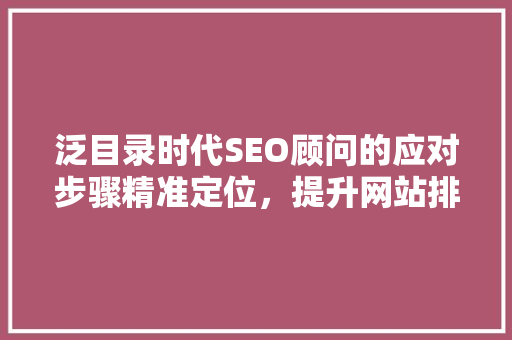 泛目录时代SEO顾问的应对步骤精准定位，提升网站排名  第1张