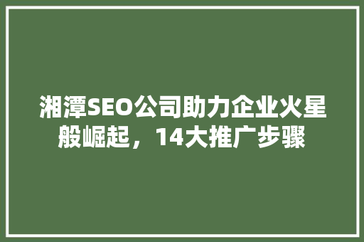 湘潭SEO公司助力企业火星般崛起，14大推广步骤