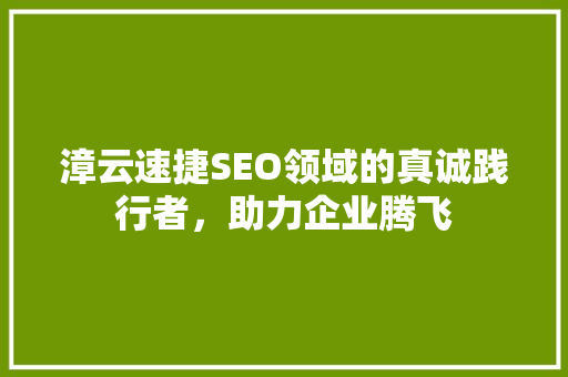 漳云速捷SEO领域的真诚践行者，助力企业腾飞