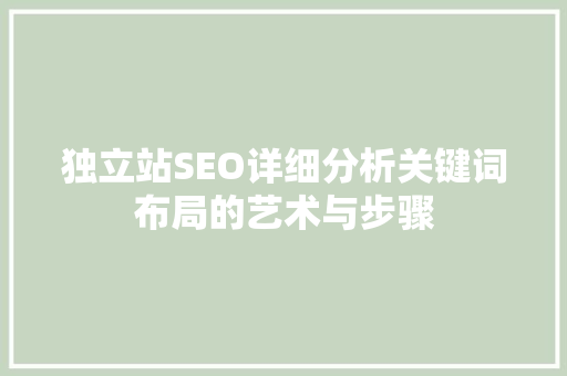 独立站SEO详细分析关键词布局的艺术与步骤