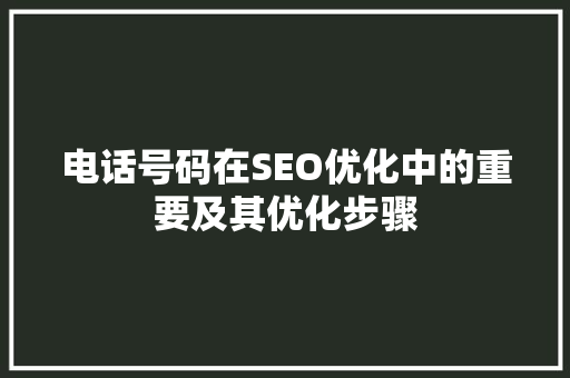 电话号码在SEO优化中的重要及其优化步骤