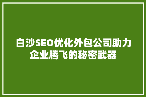 白沙SEO优化外包公司助力企业腾飞的秘密武器