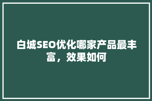 白城SEO优化哪家产品最丰富，效果如何
