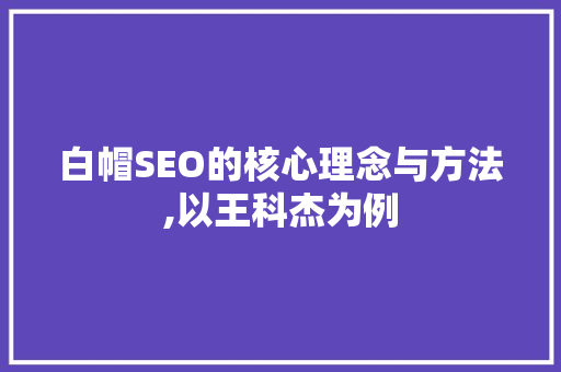 白帽SEO的核心理念与方法,以王科杰为例