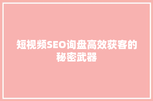 短视频SEO询盘高效获客的秘密武器