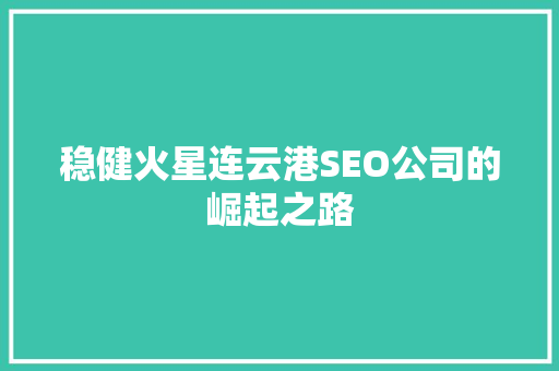 稳健火星连云港SEO公司的崛起之路