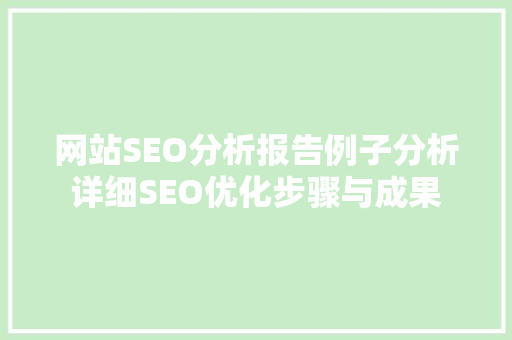 网站SEO分析报告例子分析详细SEO优化步骤与成果