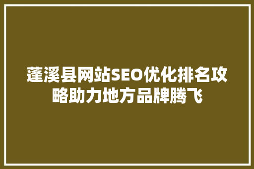 蓬溪县网站SEO优化排名攻略助力地方品牌腾飞