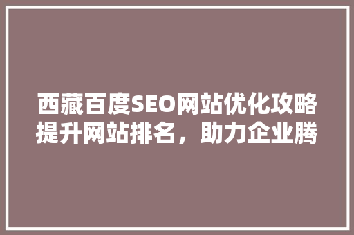西藏百度SEO网站优化攻略提升网站排名，助力企业腾飞