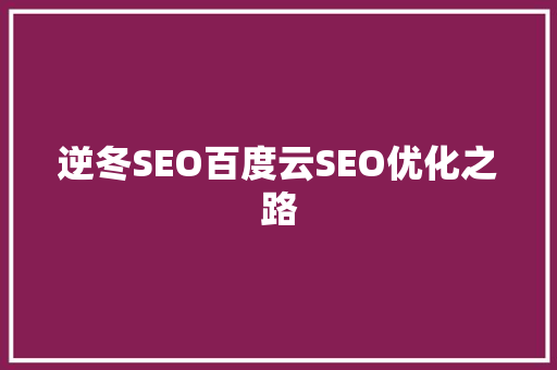 逆冬SEO百度云SEO优化之路