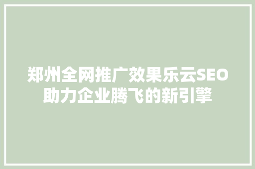 郑州全网推广效果乐云SEO助力企业腾飞的新引擎