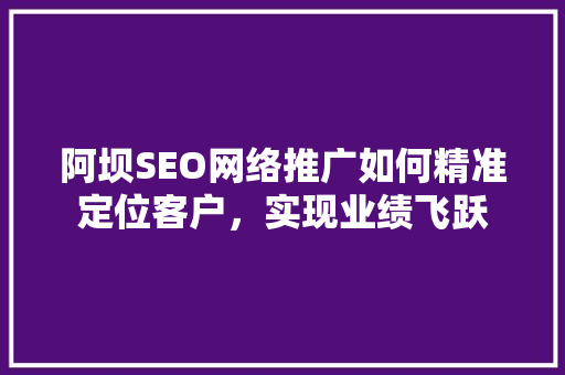 阿坝SEO网络推广如何精准定位客户，实现业绩飞跃