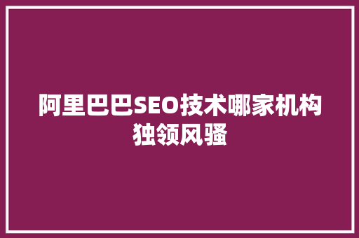 阿里巴巴SEO技术哪家机构独领风骚  第1张