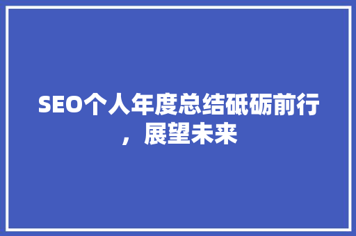SEO个人年度总结砥砺前行，展望未来