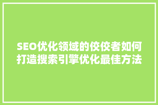 SEO优化领域的佼佼者如何打造搜索引擎优化最佳方法  第1张