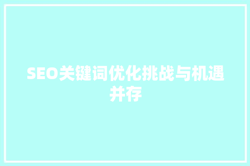SEO关键词优化挑战与机遇并存