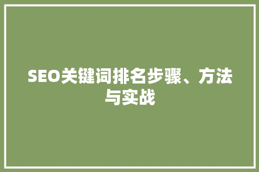 SEO关键词排名步骤、方法与实战