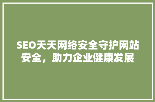 SEO天天网络安全守护网站安全，助力企业健康发展