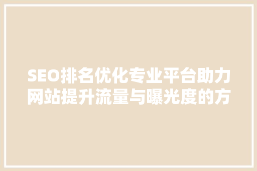 SEO排名优化专业平台助力网站提升流量与曝光度的方法