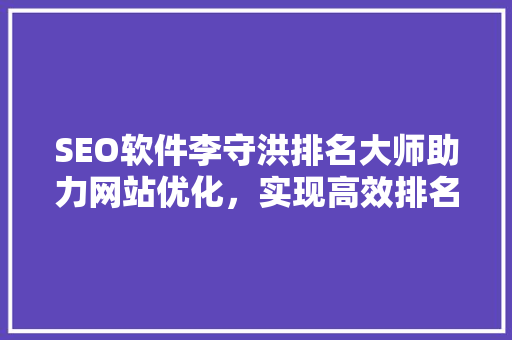 SEO软件李守洪排名大师助力网站优化，实现高效排名