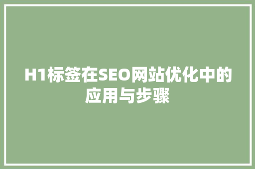 H1标签在SEO网站优化中的应用与步骤