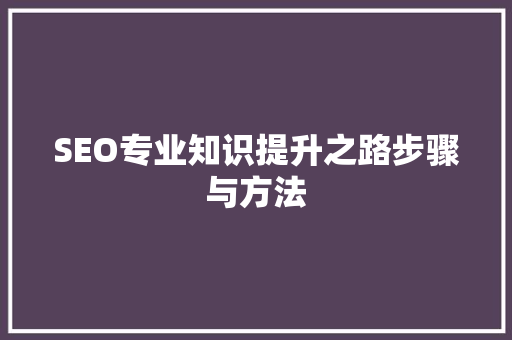 SEO专业知识提升之路步骤与方法