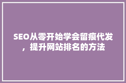 SEO从零开始学会留痕代发，提升网站排名的方法  第1张