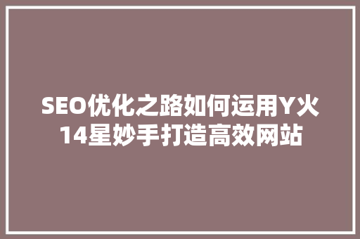 SEO优化之路如何运用Y火14星妙手打造高效网站