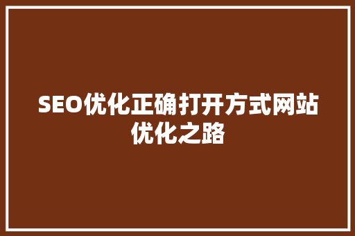 SEO优化正确打开方式网站优化之路