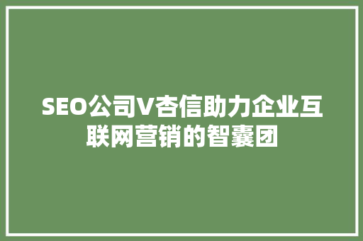 SEO公司V杏信助力企业互联网营销的智囊团