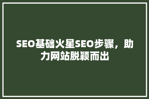 SEO基础火星SEO步骤，助力网站脱颖而出