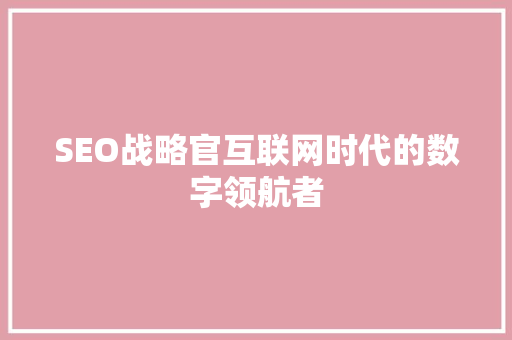 SEO战略官互联网时代的数字领航者