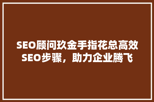 SEO顾问玖金手指花总高效SEO步骤，助力企业腾飞