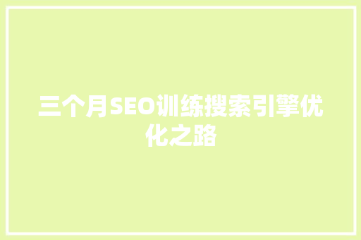 三个月SEO训练搜索引擎优化之路
