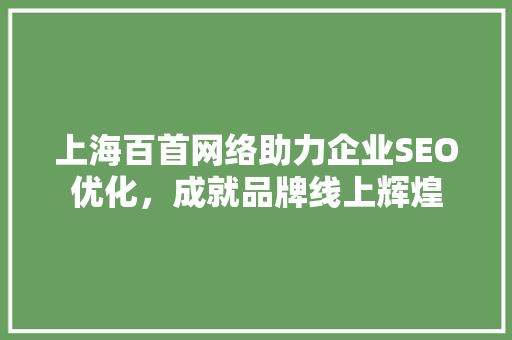 上海百首网络助力企业SEO优化，成就品牌线上辉煌  第1张