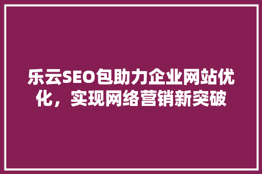乐云SEO包助力企业网站优化，实现网络营销新突破