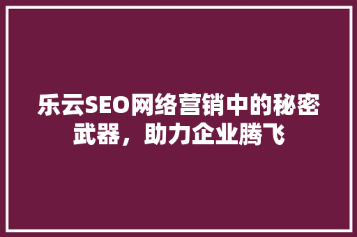 乐云SEO网络营销中的秘密武器，助力企业腾飞  第1张