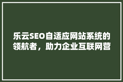 乐云SEO自适应网站系统的领航者，助力企业互联网营销新篇章