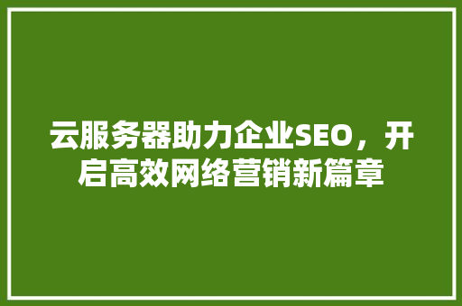 云服务器助力企业SEO，开启高效网络营销新篇章  第1张