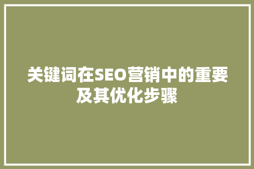 关键词在SEO营销中的重要及其优化步骤