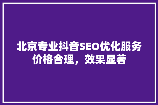 北京专业抖音SEO优化服务价格合理，效果显著