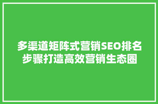 多渠道矩阵式营销SEO排名步骤打造高效营销生态圈