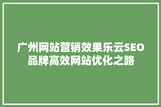 广州网站营销效果乐云SEO品牌高效网站优化之路