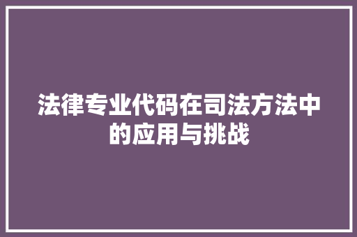 法律专业代码在司法方法中的应用与挑战