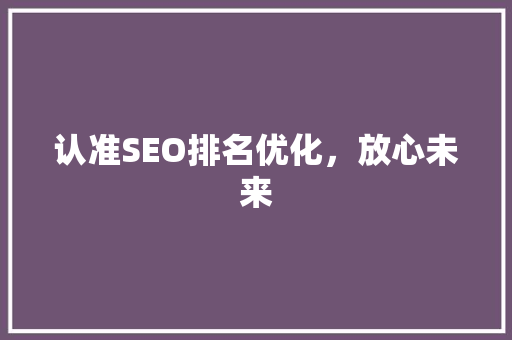 认准SEO排名优化，放心未来